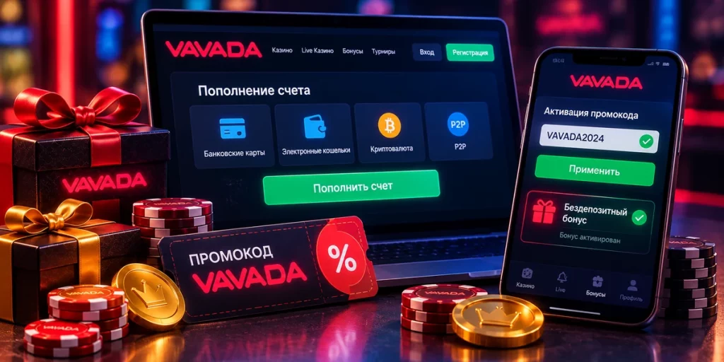 Депозит, промокоды и бездепозитные бонусы Vavada с условиями вейджера